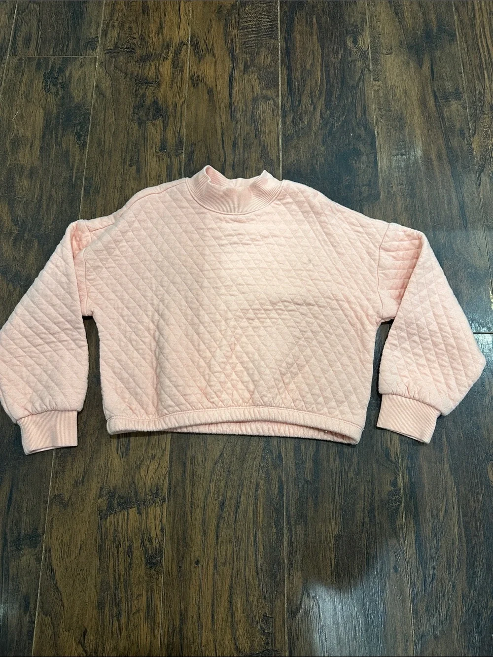 Girls Quilted Mock Neck Sweater - Peach